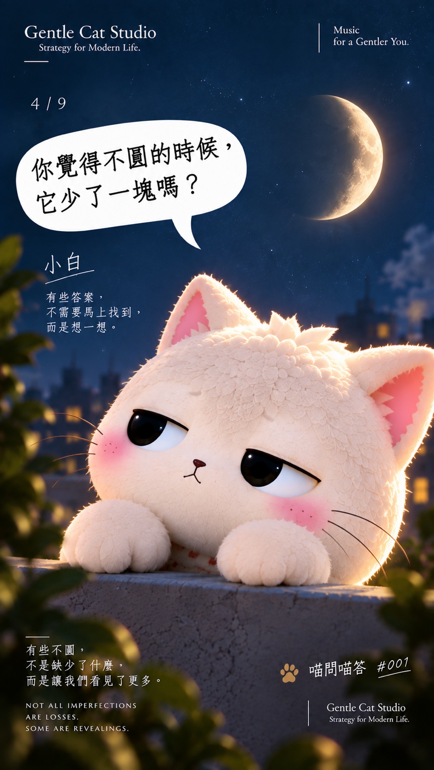小白說：你覺得不圓的時候，它少了一塊嗎？
