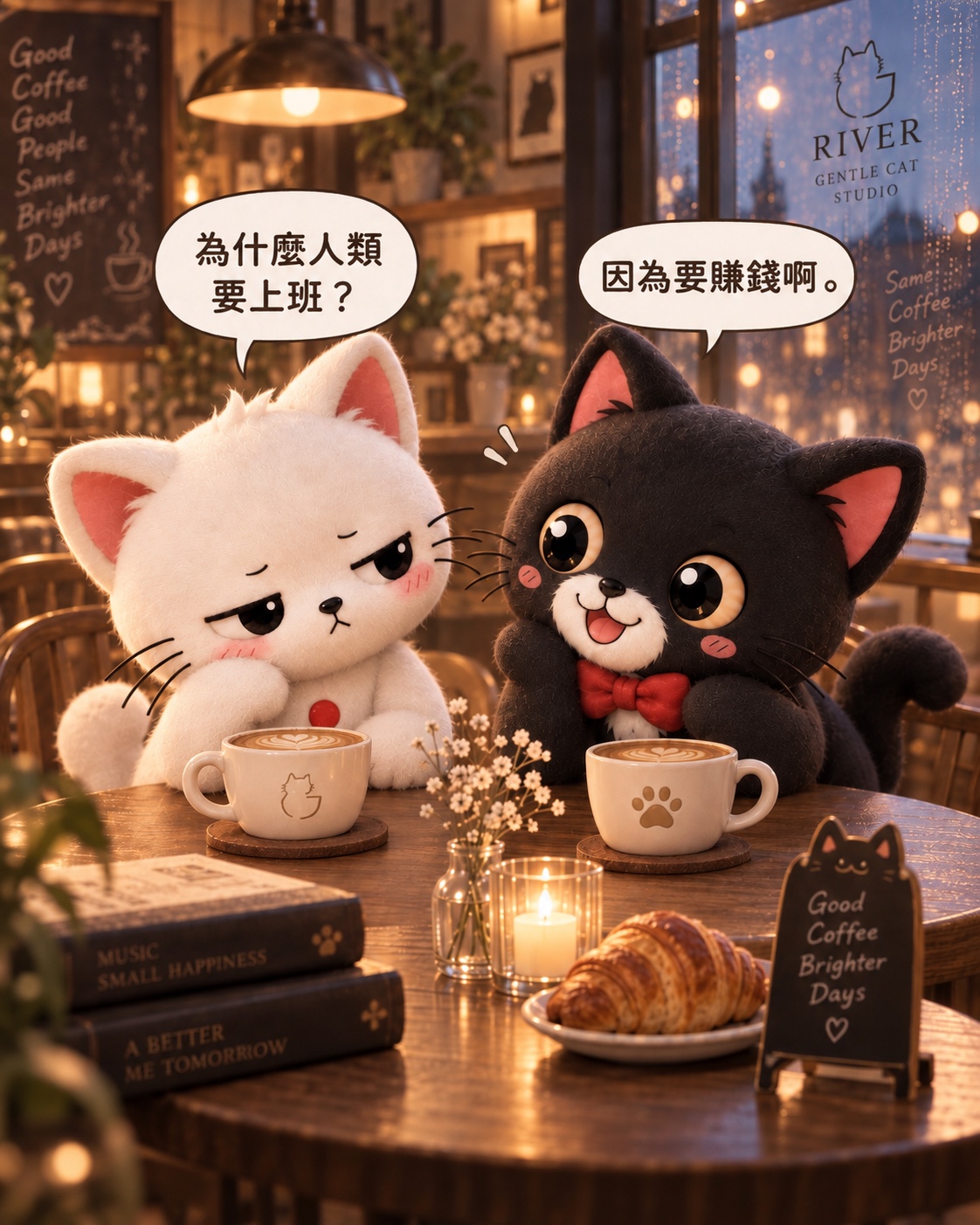小白:為什麼人類要上班?Jasper:因為要賺錢啊。